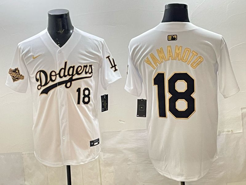 Men 2026 Nike Los Angeles Dodgers #18 Yamamoto White Game MLB Jersey 013->los angeles dodgers->MLB Jersey
